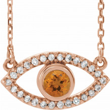 14K Rose Citrine & White Sapphire Evil Eye 18 Necklace - 86832723P