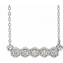 14K White 1/5 CTW Diamond Bar 16-18 Necklace - 86609605P