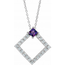 14K White Amethyst & 3/8 CTW Diamond 16-18 Necklace - 868906099P