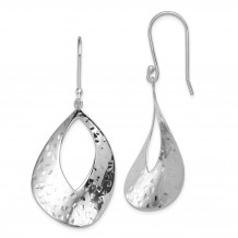 Quality Gold Sterling Silver Rhodium-plated Polished & Textured Dangle Earrings - QE12059