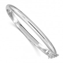 Quality Gold Sterling Silver Rhodium-plated 5mm With Chain Bangle Bracelet - QB41