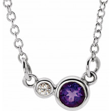 14K White Amethyst & .02 CTW Diamond 16 Necklace - 86793614P