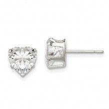 Quality Gold Sterling Silver 7mm Heart Snap Set CZ Stud Earrings - QE7538