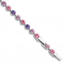 Quality Gold Sterling Silver Rhodium-plated Pink Purple Crystal Bracelet - QG4912-6.5