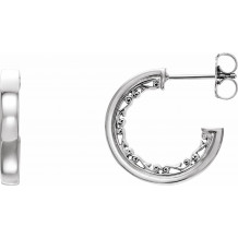 Platinum 16x2.6 mm Vintage-Inspired Hoop Earrings - 86650605P