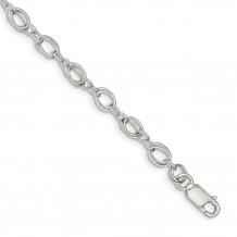 Quality Gold Sterling Silver Polished and Textured Fancy Bracelet - QG3246-7.5