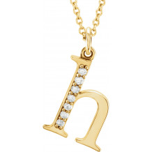 14K Yellow .03 CTW Diamond Lowercase Initial h 16 Necklace - 8580360022P