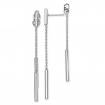 Quality Gold Sterling Silver Rhodium-plated Bar & Chain Front & Back Dangle Post Earring - QE13040