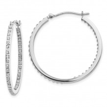 Quality Gold 14k White Gold Diamond Fascination Round Hinged Hoop Earrings - DF249