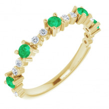 14K Yellow Emerald & 1/5 CTW Diamond Ring - 72051633P
