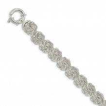 Quality Gold Sterling Silver Polished Circles Fancy Link Bracelet - QG5595-8