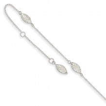Quality Gold 14k White Gold Puffed Rice Bead Anklet - ANK181-9