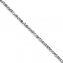 Quality Gold Sterling Silver Polished Tanzanite 7.5 inch Bracelet - QX975TZ