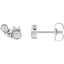 14K White 1/4 CTW Diamond Scattered Bezel-Set Earrings - 87129600P
