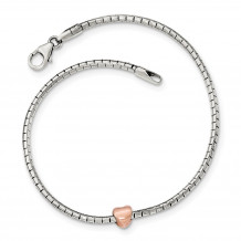 Quality Gold Sterling Silver Rose-tone Heart Bracelet - QG3604-7