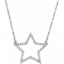 14K White 1/5 CTW Diamond Star 16 Necklace - 66414100001P
