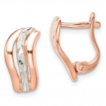 Quality Gold Sterling Silver Rose Tone & Diamond Cut Hoop Earrings - QE14918