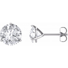 14K White 7.5 mm Round Forever Oneu2122 Moissanite Earrings - 6578260043P