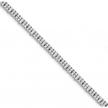 Quality Gold Sterling Silver Rhodium-plated CZ Magnetic Clasp Bracelet - QX920CZ