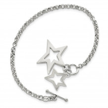 Quality Gold Sterling Silver Fancy Stars Bracelet - QG2471-7