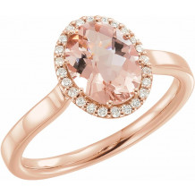 14K Rose Morganite & 1/8 CTW Diamond Ring - 65187460000P