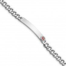 Quality Gold Sterling Silver Rhodium-plated Enameled Medical ID Curb Link Bracelet - XSM27-8