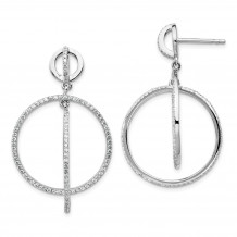 Quality Gold Sterling Silver Rhodium-plated CZ Circles Dangle Post Earrings - QE14412