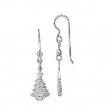 Quality Gold Sterling Silver Rhodium Plated Christmas Tree Dangle Earrings - QE11964