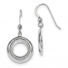 Quality Gold Sterling Silver Rhodium-plated Enamel Glitter Fabric Circle Dangle Earrings - QE13282