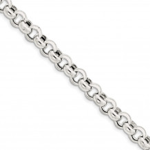 Quality Gold Sterling Silver 9.5mm Rolo Bracelet - QFC109-7.5