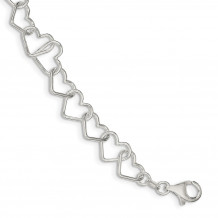 Quality Gold Sterling Silver 8inch Polished Fancy Large Heart Link Bracelet - QH321-8