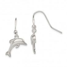 Quality Gold Sterling Silver Polished Dolphin Dangle Earrings - QE6956