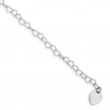 Quality Gold Sterling Silver Heart Link Childs Bracelet - QG1453-6