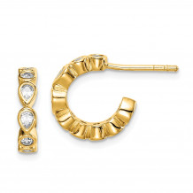 Quality Gold Sterling Silver Gold-tone CZ Hoop Earrings - QE14654