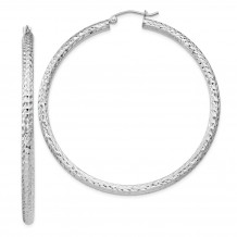 Quality Gold Sterling Silver Rhodium-plated  3x55mm Hoop Earrings - QE8093