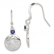 Quality Gold Sterling Silver & Iolite Round Polished Filigree Dangle Earrings - QE7140