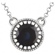 14K White Blue Sapphire September 18 Birthstone Necklace - 651611118P