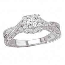 14k White Gold Halo Semi-Mount Diamond Engagement Ring