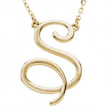 14K Yellow Script Initial S 16 Necklace - 84635228P