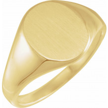 14K Yellow 14.6x12.1 mm Oval Signet Ring - 946337886P