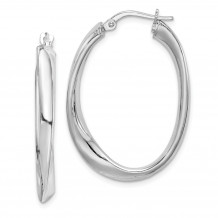 Quality Gold Sterling Silver Rhodium-plated Oval Hoop Earrings - QE11428