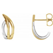 14K Yellow & White Freeform J-Hoop Earrings - 86522605P