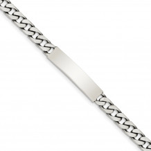 Quality Gold Sterling Silver 7inch Engraveable Antiqued Curb Link ID Bracelet - QID120-7