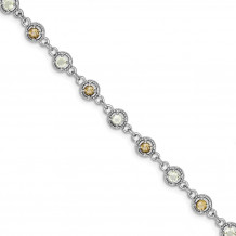 Quality Gold Sterling Silver 7in Rhod Plated Citrine Smoky Quartz Lemon Gem Bracelet - QX800SQ