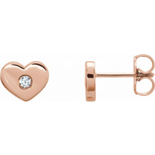 14K Rose .06 CTW Diamond Heart Earrings - 86336602P