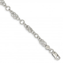 Quality Gold Sterling Silver 7.5inch Polished Fancy Knot-Link Bracelet - QH332-7.5