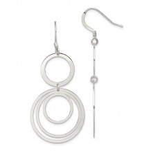 Quality Gold Sterling Silver Polished Circle Fancy Dangle Earrings - QE7092