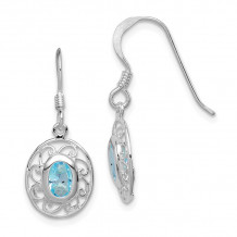 Quality Gold Sterling Silver Blue Topaz Fancy Dangle Earrings - QE1376