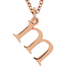 14K Rose Lowercase Initial m 16 Necklace - 8578070038P