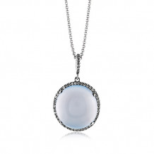 Zeghani 14k Rose Gold Diamond & Chalcedony Pendant